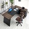 Brown Black L-Shaped Executive Desk with Storage Drawers and Cabinet
